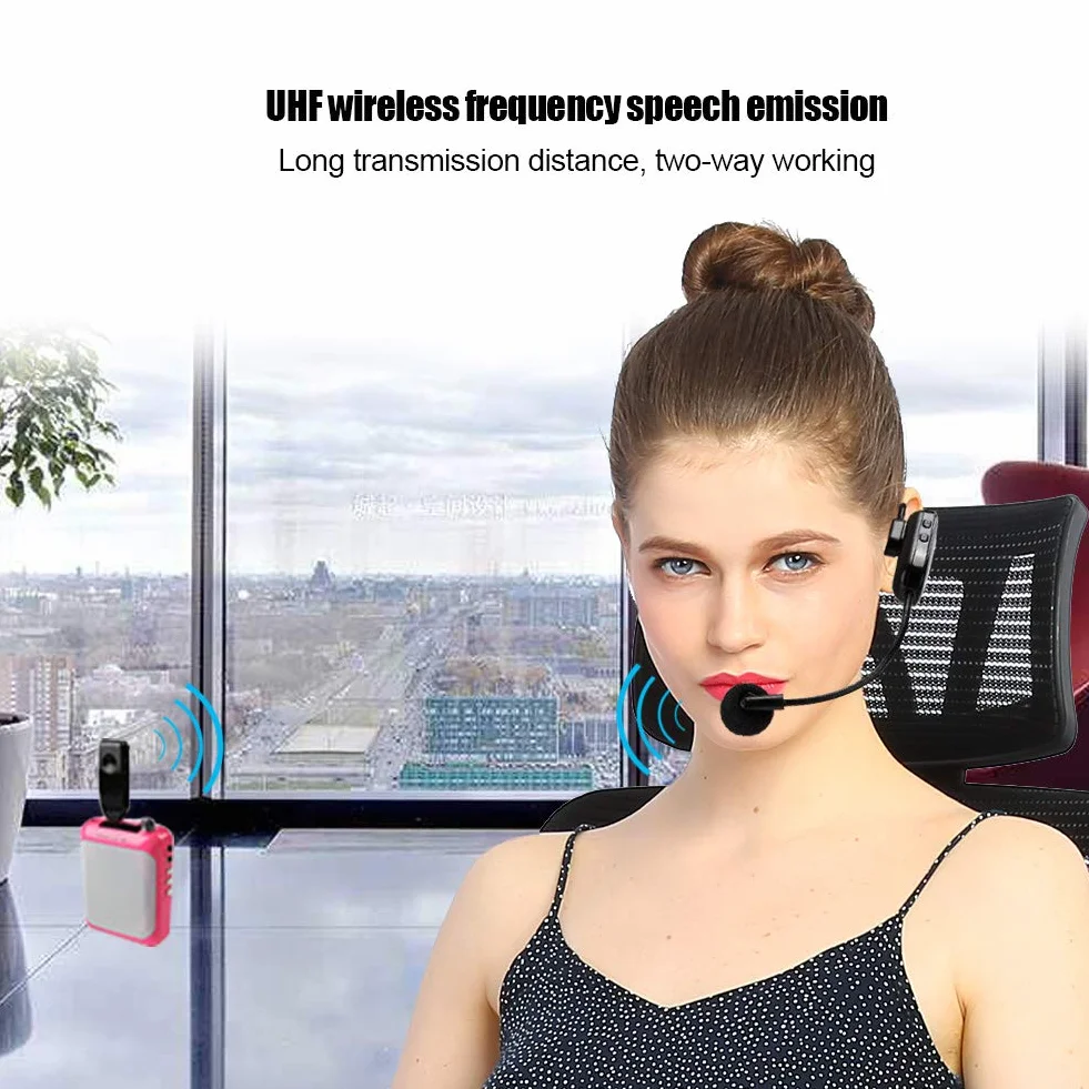 Bezprzewodowy mikrofon nagłowny, zestaw słuchawkowy UHF Professional Ear Beam i mikrofony z konwerterami 3,5 mm i 6,5 mm do nauczania, przewodników, prezentacji i konferencji