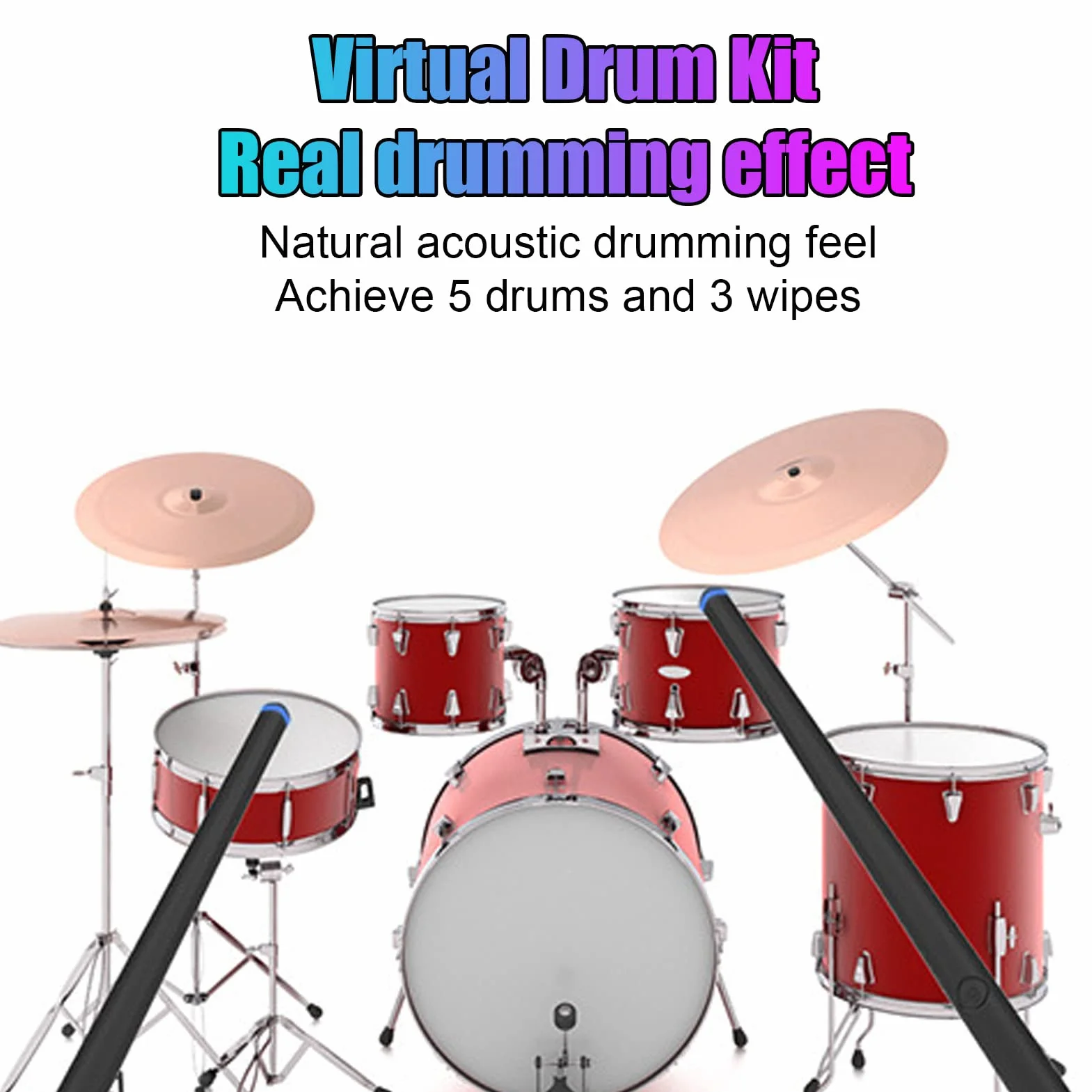 Air Electronic Drum Kit Type C MIDI Bluetooth Wireless Automatic Positioning Somatosensory Drum Stick 5 Bębnów 3 Chusteczki