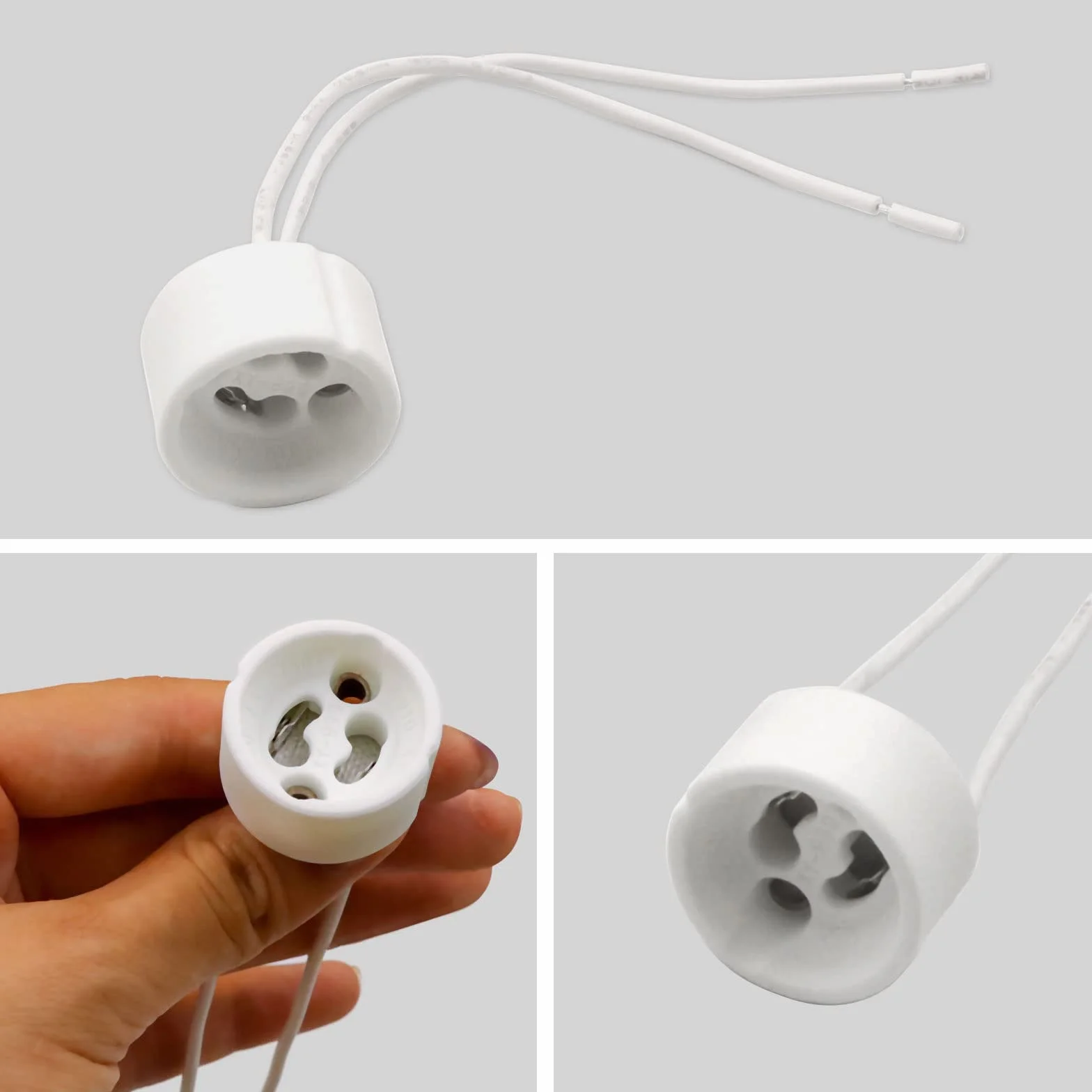 12 sztuk oprawek GU10 z kablem silikonowym 14 cm, 0-250 V 2 A maks. 300 W, ceramiczna oprawka GU10 do reflektorów punktowych LED i lamp halogenowych (np. od 12 V do 230 V)