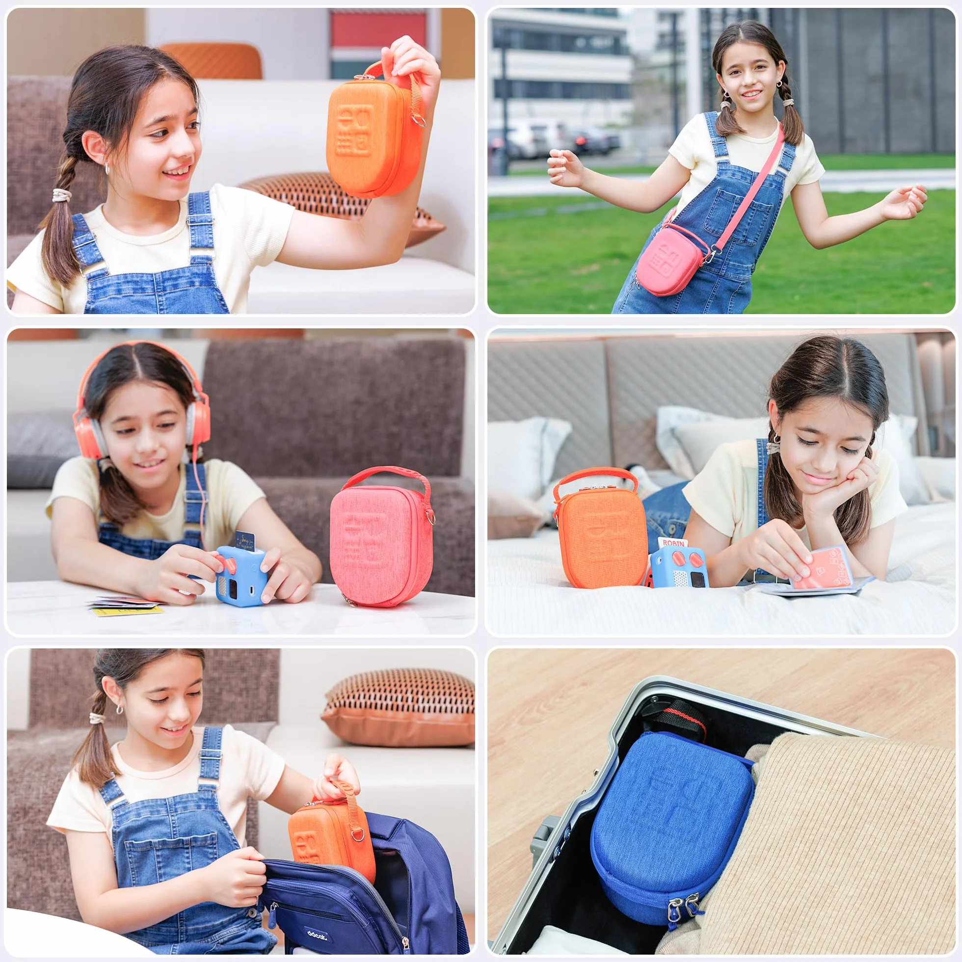 PROfezzion Małe etui podróżne do Yoto Mini, twarda torba do przechowywania EVA Premium z dedykowaną kieszenią na AirTag, dla dzieci, odtwarzacz muzyczny, etui z uchwytem, paskiem na ramię i 1 uchwytem