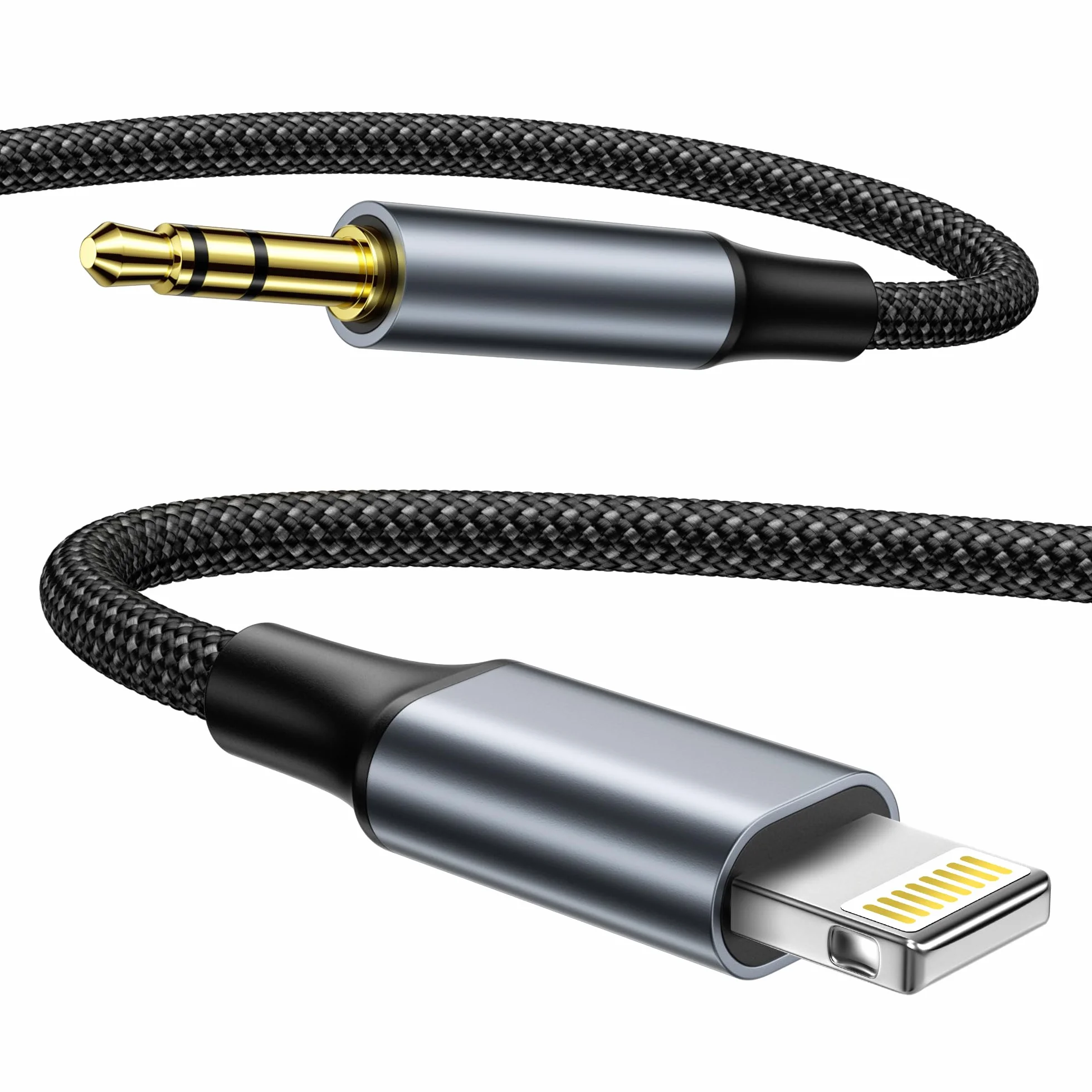Kabel AUX do Lightning 1M Przejściówka Lightning na gniazdo słuchawkowe 3,5 mm Przewód AUX Samochodowego Zestawu Stereo/głośników/słuchawek,Kompatybilny z iPhone 14,13,12,11,XS,XR,X,8