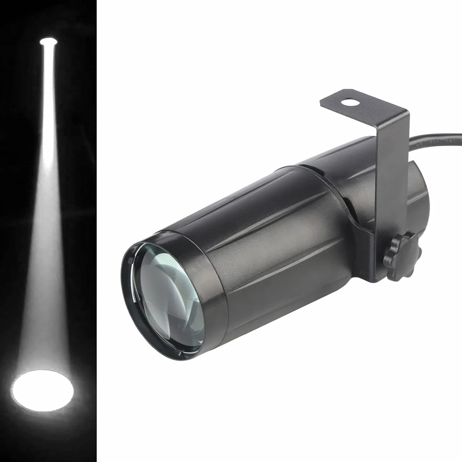 Efekt świetlny LED Pinspot 3W DJ, projektor z białą końcówką, mini wiązka światła, lampa imprezowa, klub, bar, scena, latające talerze wiszące na lampkach scenicznych DJ-ów