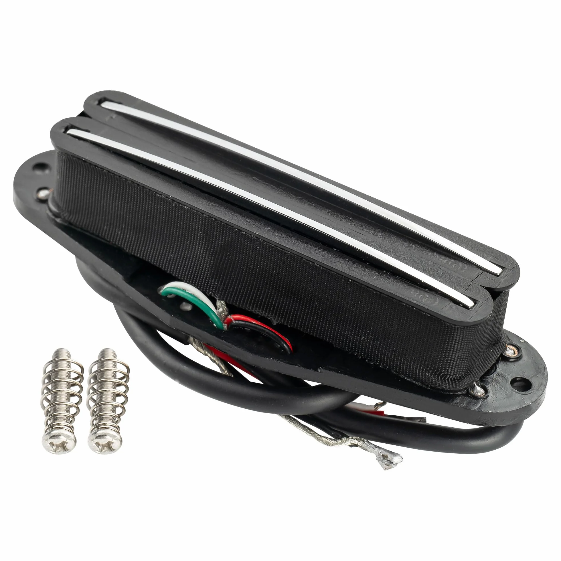 Musiclily Hot Rails Ceramiczna Humbucker Pickup Przetwornik Obudowie Single Coil do Gitary Elektrycznej Strat Squier, Czarny Korpus Chrom Rails
