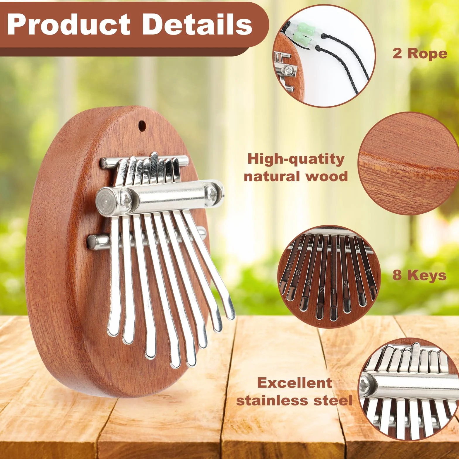 Mini kalimba, 8 klawiszy kalimba Thumb Piano, pianino kalimba, przenośne, mini kalimba dla dzieci, mini kalimba pianino na kciuk, dla początkujących dzieci
