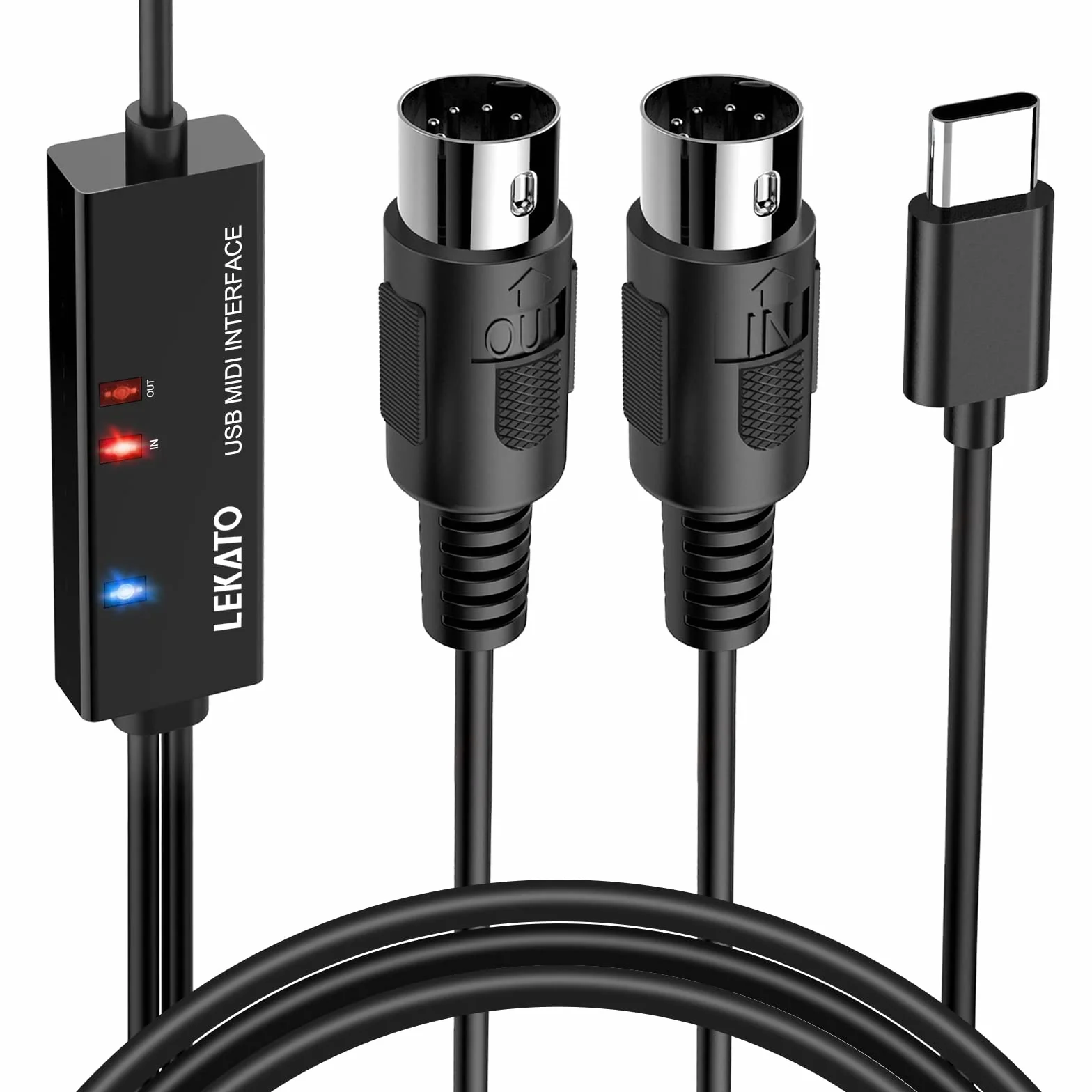 LEKATO Kabel MIDI Type-C, Adapter Typu C, Konwerter Do Kontrolera MIDI/Pianina Elektrycznego, 6,5FT (2 m)