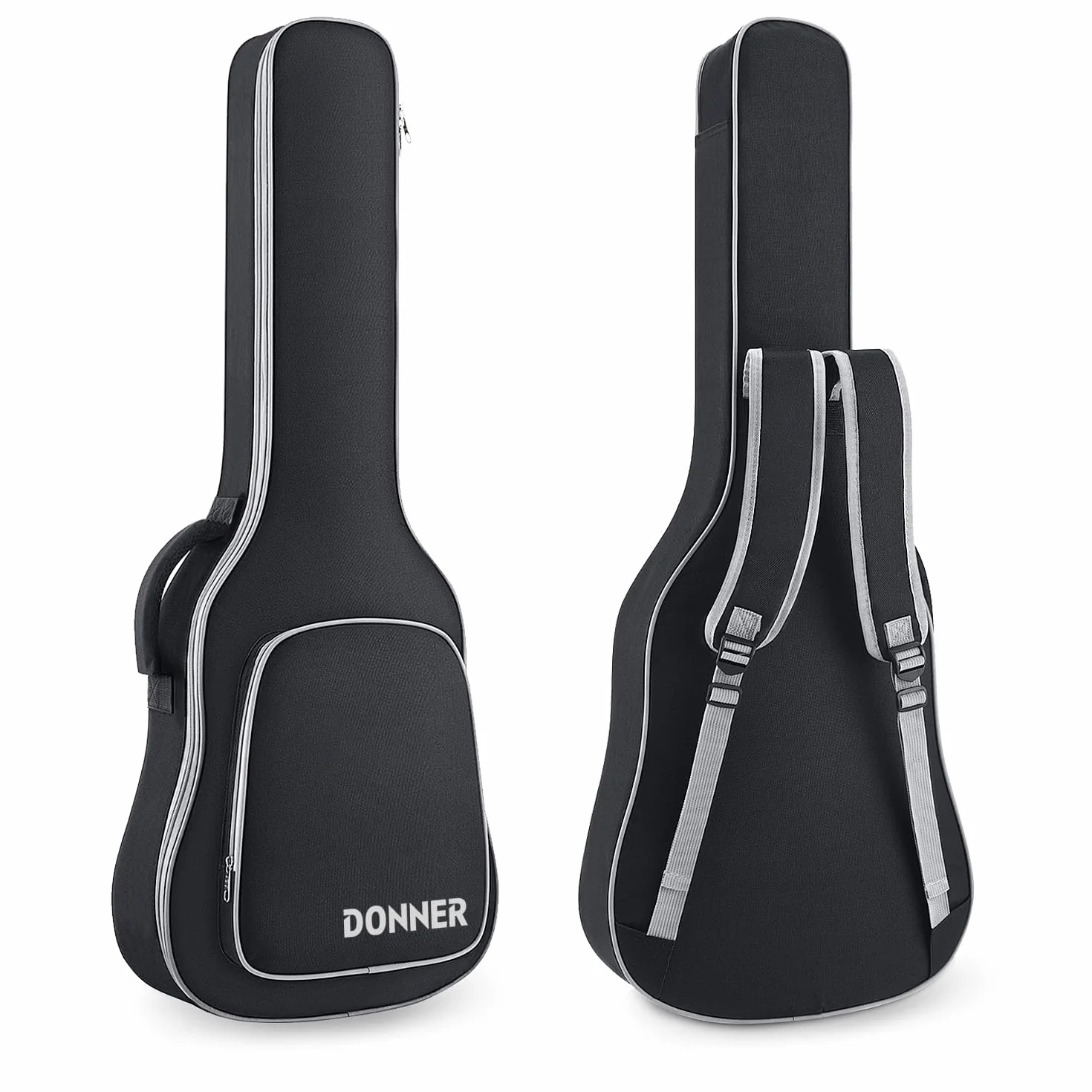 Donner Torba na gitarę elektryczną, 39 cali, grubość 8 mm, miękka solidna obudowa na gitarę z regulowanymi paskami, wodoodporna włóknina wewnętrzna pogrubiona podkładka z gąbką z kieszenią, czarna