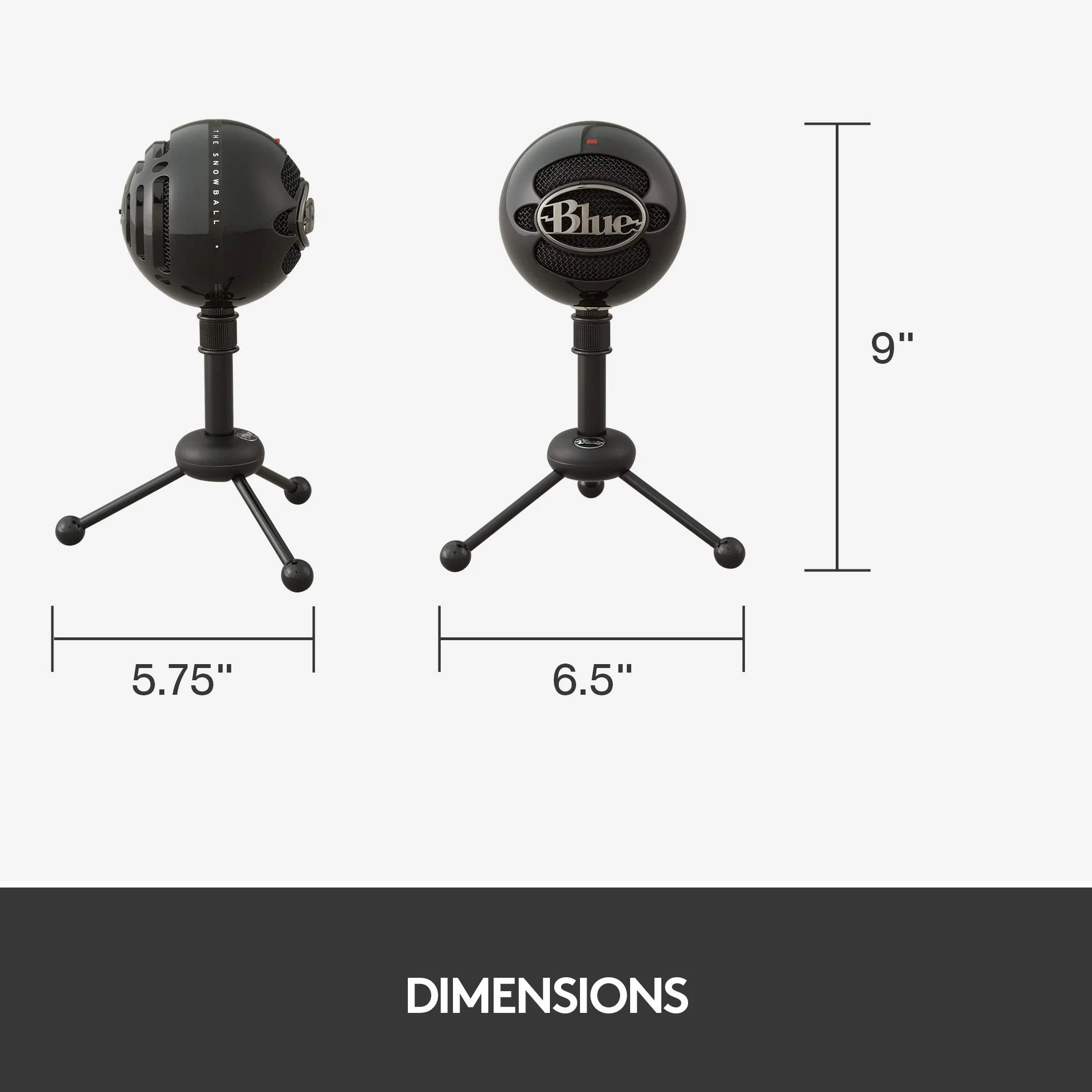 Blue Snowball iCE Mikrofon USB do PC, Mac, Gamingu, Nagrywania, Streamingu, Podcastów, z Kapsułą Mikrofonu Pojemnościowego Kardioidalnego z Regulowanym Stojakiem i Przewodem USB, Plug 'n Play - Czarny