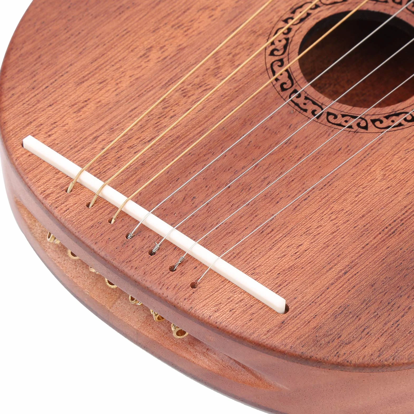 Wciągarka do harfy, metalowe struny Piękne i gładkie dźwięki Wciągarka Harfa Palisander Trwała stabilna struna Przenośny klucz obrotowy drewniany 7 metalowych instrumentów strunowych nurkowanie