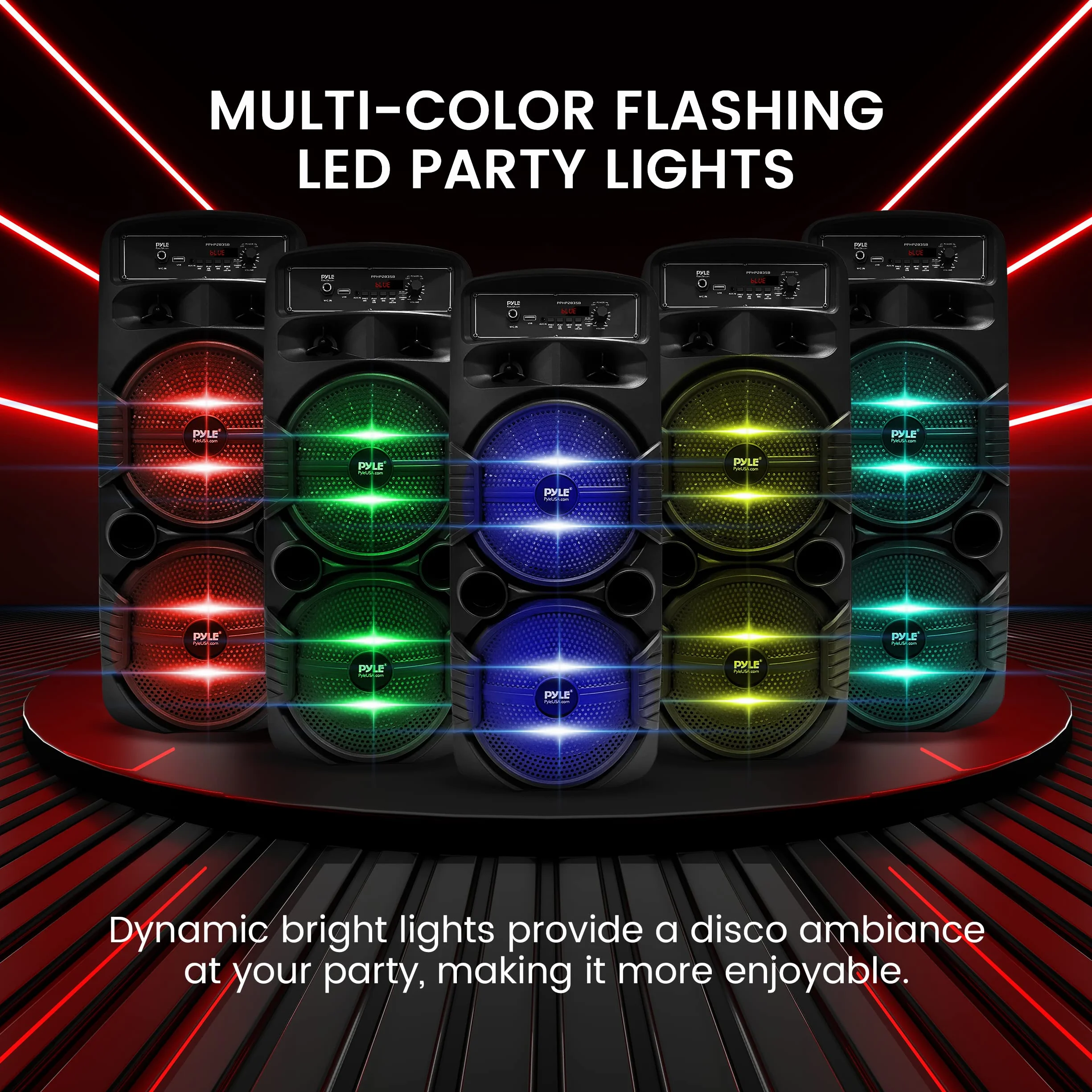 Przenośny system głośników Bluetooth PA - 600 W Rechargeable Outdoor Bluetooth Speaker Portable PA System w/Dual 8" Subwoofer 1" Głośnik wysokotonowy, Microphone In, Party Lights, USB, Radio, Remote -