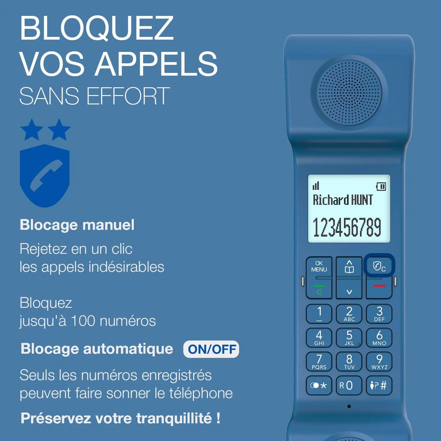 Alcatel ePure Iconic Blue - telefon bezprzewodowy DECT design, łatwy w użyciu, blokada niechcianych połączeń, zestaw głośnomówiący