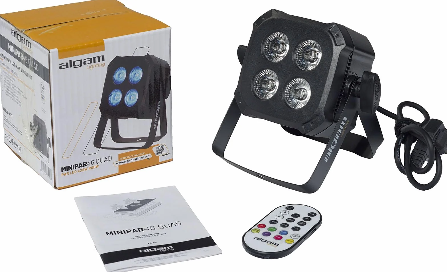 Algam Lighting MINIPAR 46 QUAD – Mini Par-LED 4 x 6 W RGBW, pilot zdalnego sterowania, IP20