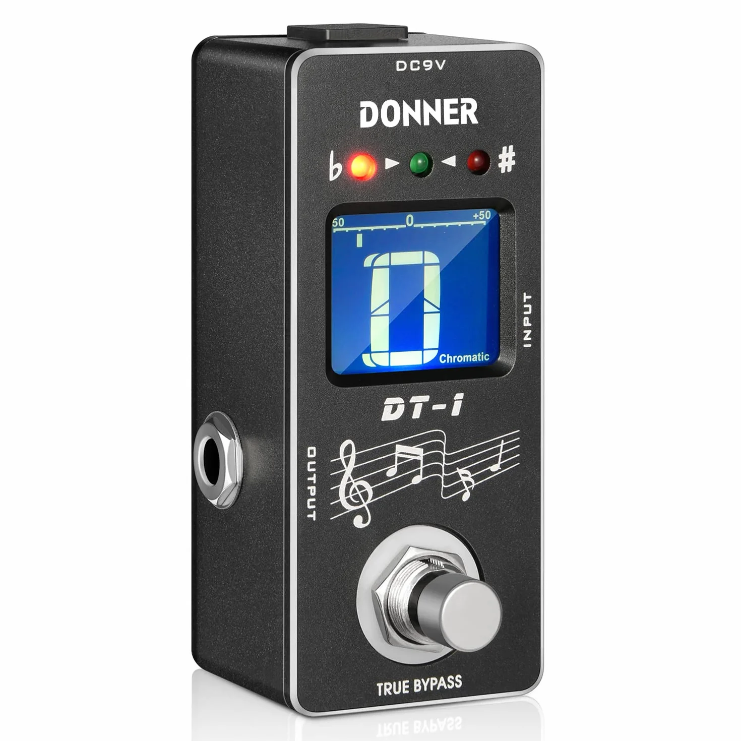 Donner Pedał tunera, DT-1 chromatyczny pedał tunera do gitary ze wskaźnikiem nachylenia, wyświetlacz LCD do gitary elektrycznej i basu True bypass