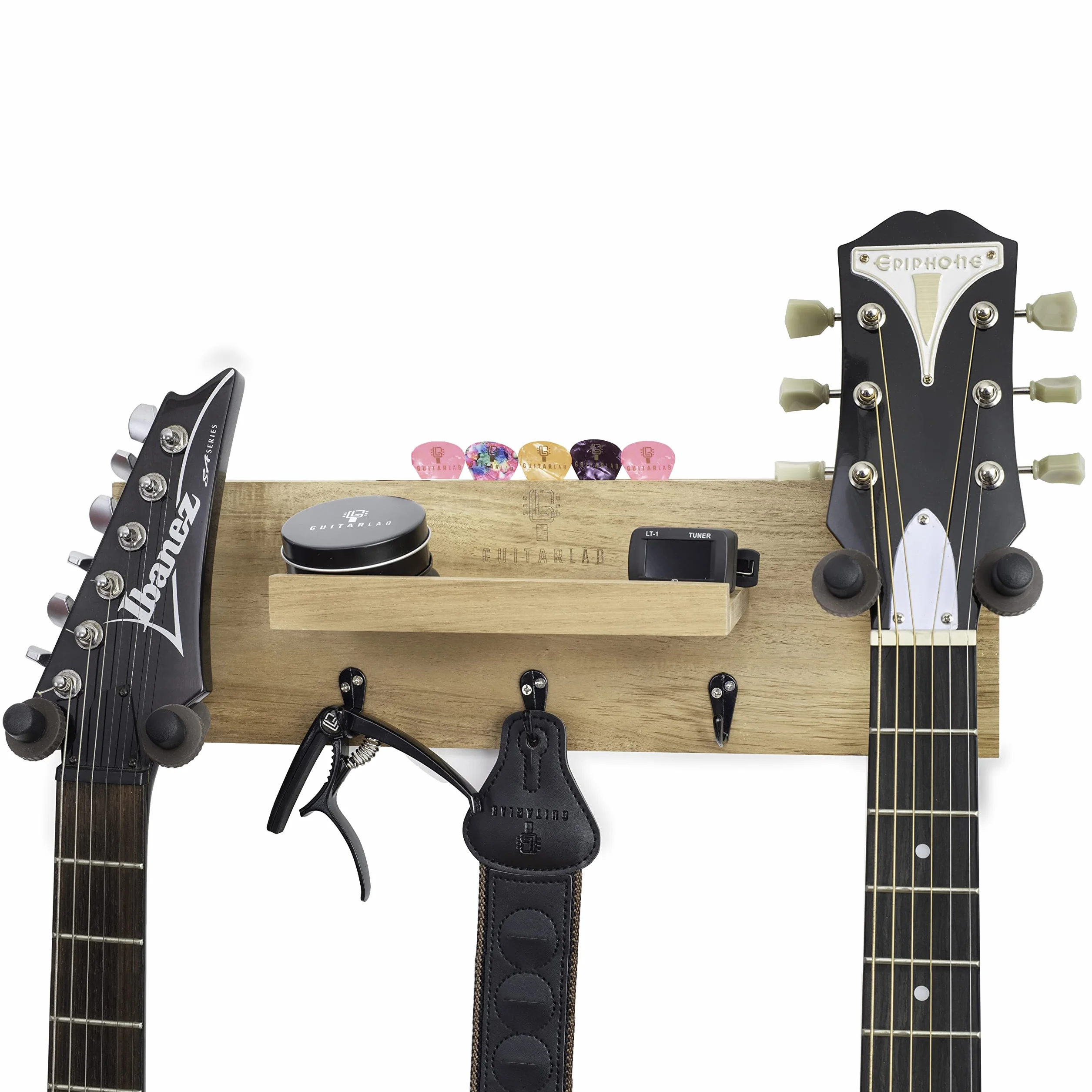 Guitar Lab Gitara wieszak ścienny na basowe i elektryczne gitary, podwójny uchwyt ścienny do instrumentu, łatwy montaż