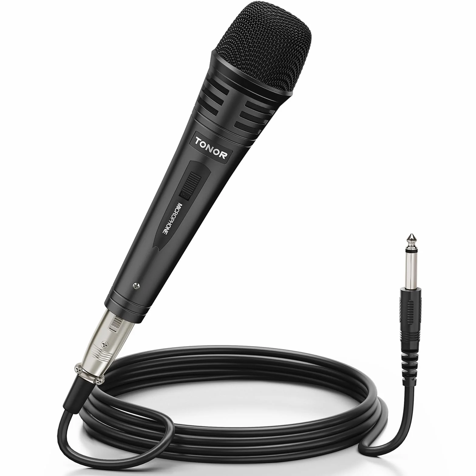 TONOR Dynamiczny mikrofon z kablem XLR 5 m, jack 6,35 mm, mikrofon ręczny, mikrofon kompatybilny z JBL Partybox, urządzenie do karaoke, mikromiks do DVD/telewizora/KTV audio/miksera