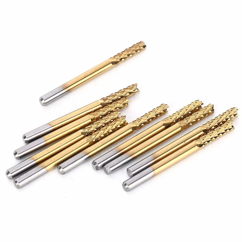 10 stücke 3,175mm Hartmetallfräser Schaftfräser 1/8"schaft Titan Beschichtete CNC PCB Gravur Cutter Bit