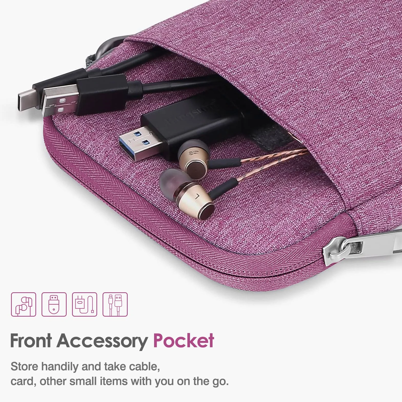 MoKo Padded Ereader Sleeve Case for 6-7 inch Ereader Tablet Bag Protective Cover Pouch with a Carabiner, Compatible with 7" Colorsoft Signature Edition 2024, Purple