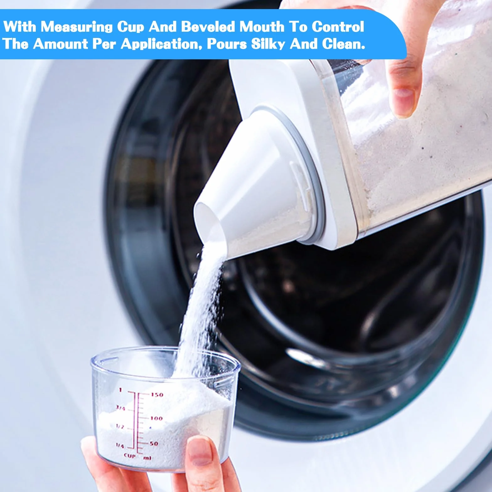 Hermetyczny dozownik środków piorących z miarką, pojemnik do przechowywania środków piorących, proszek do prania, pojemnik na proszek do prania, pojemnik na proszek do prania, pojemnik na środek