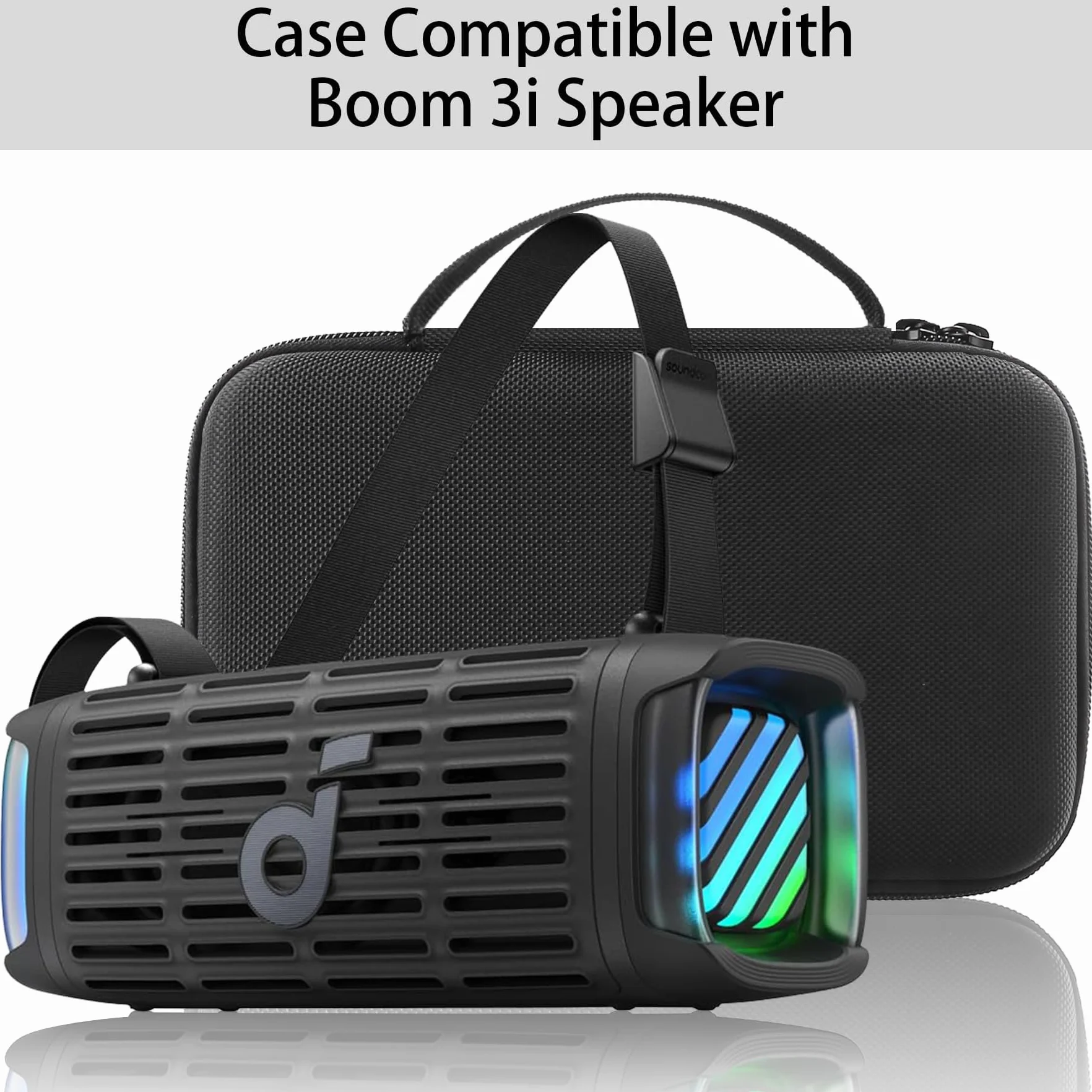 co2CREA Przechowywanie Carry Travel Hard Case dla Soundcore Ancher Boom 3i Portable Bluetooth Speaker, Solo Case, Czarny (Black), L, for soundcore Anker boom 3i