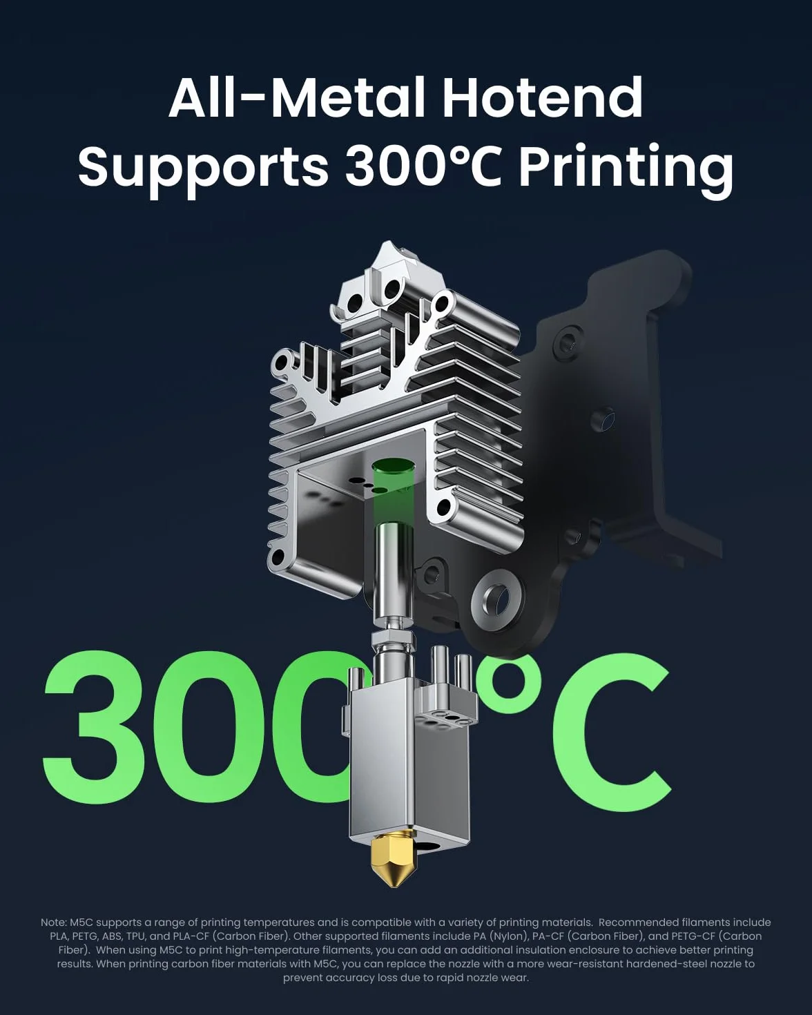 Drukarka 3D AnkerMake M5C, szybkie drukowanie 500 mm/s, bezprzewodowe sterowanie wieloma urządzeniami, całkowicie metalowy hotend 300°C, rozdzielczość 50 μm, automatyczne poziomowanie 7×7