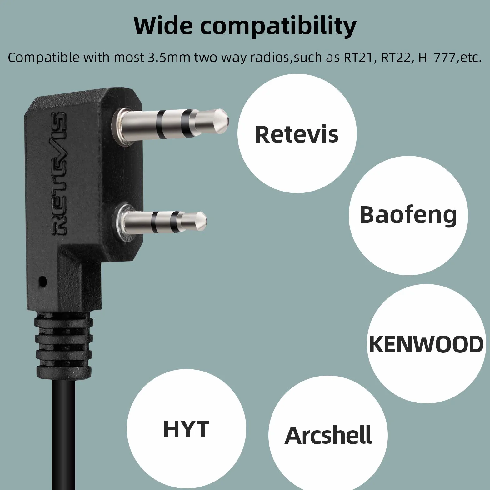 Retevis EEK012 Regulowany Zestaw SłUchawkowy W KształCie Litery D Z Mikrofonem PTT Kompatybilny Z Radiotelefonem Kenwood Baofeng UV5R 888s Retevis RT24 RT27 Zestaw SłUchawkowy Walkie Talkie (1 Szt.)