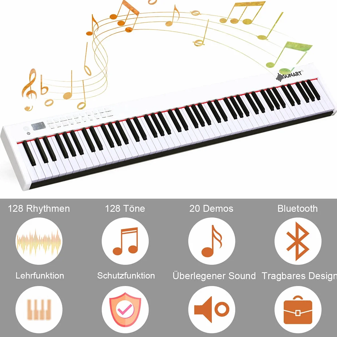 GOPLUS pianino cyfrowe 61 klawiszy dynamiczne przenośny fortepian elektroniczny 128 dźwięków rytmy funkcje edukacyjne metronom