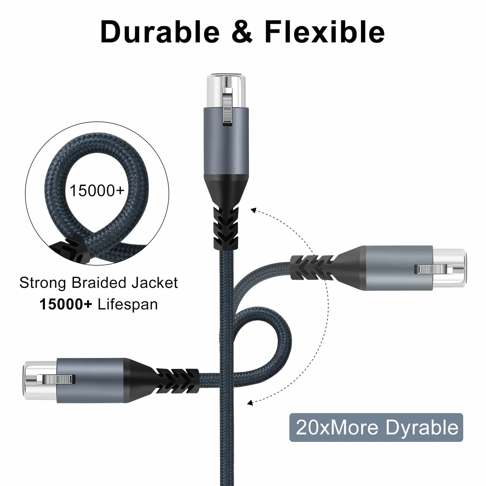 Twozoh XLR Męski na żeński Kabel Audio 2M 2 Pack, pleciony zbalansowany 3-pinowy XLR kabel Mikrofonowy (Profesional/Hifi)