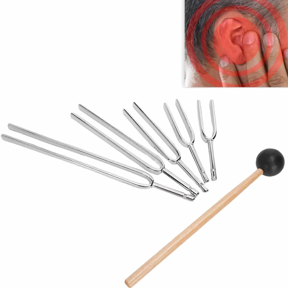 Zestaw kamertonów 5-częściowy 128 Hz 256 Hz 512 Hz 1024 Hz 2048 Hz z torbą