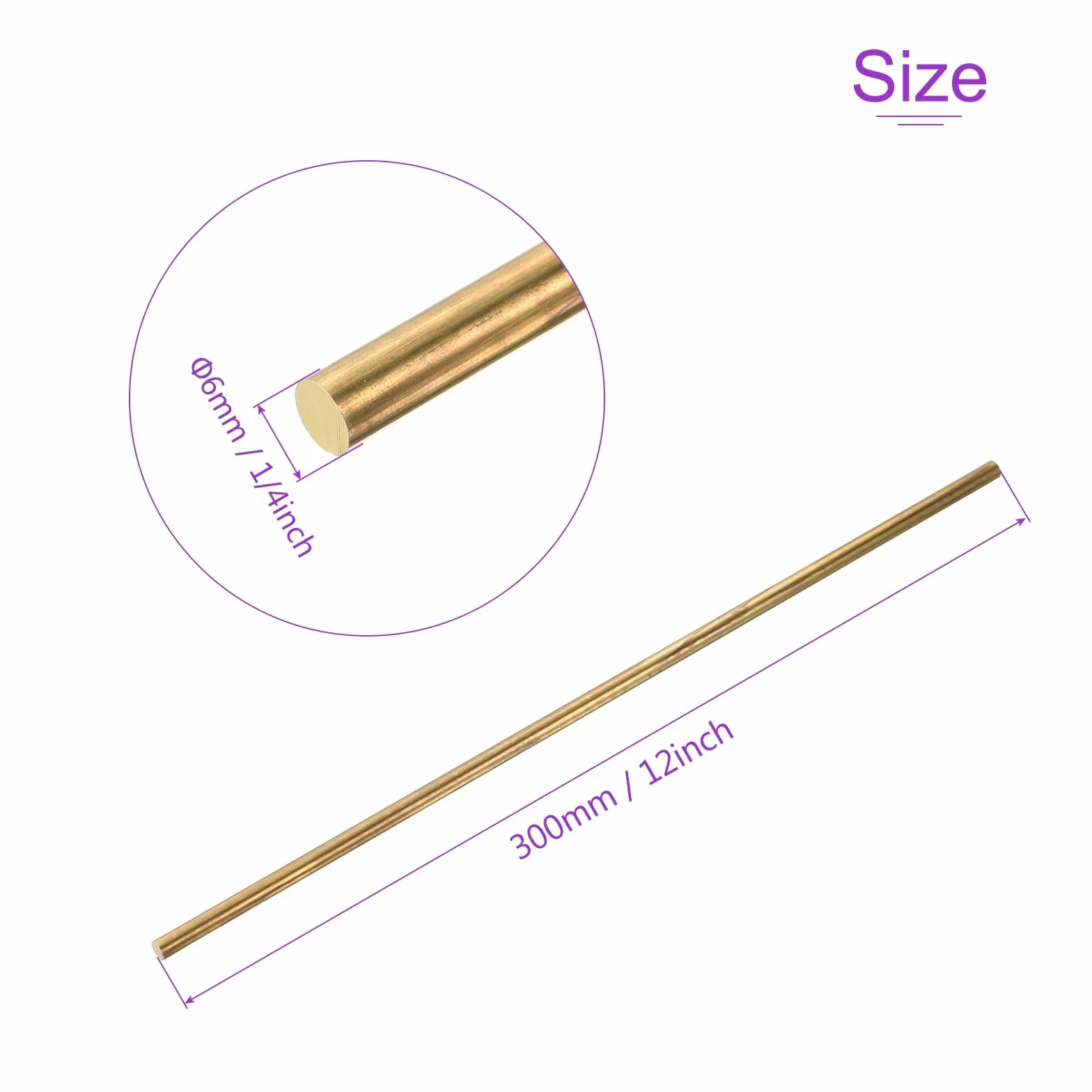 DMiotech 2 szt. 6 mm x 300 mm mosiężne pręty okrągłe pręty do lutowania dla majsterkowiczów mosiężny pręt tokarski model wału samolotu statek samochodowy