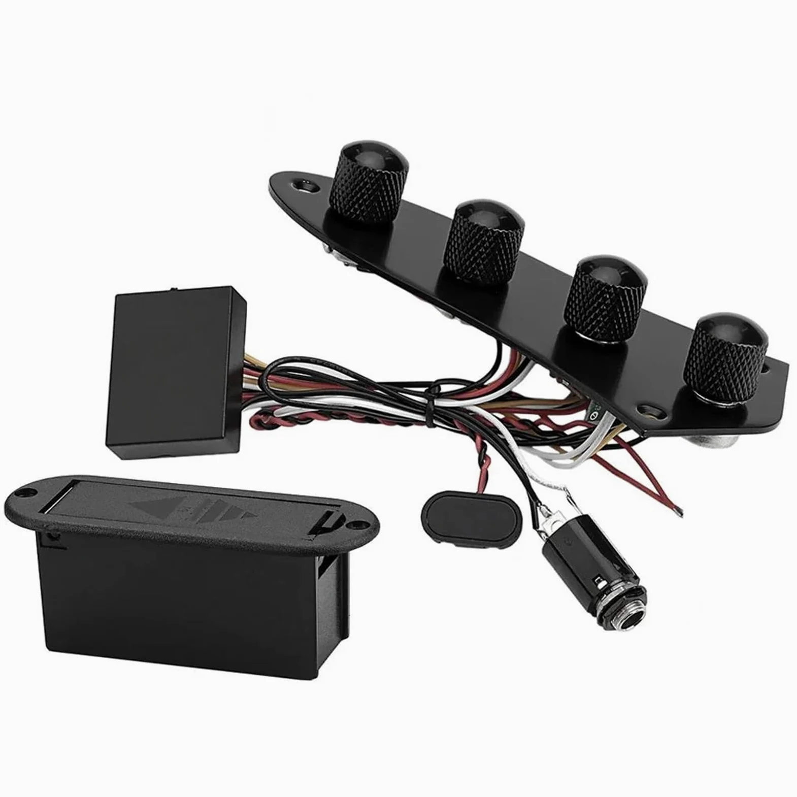 Zestaw Wiązek Przewodów Gitary Elektrycznej 1 częściowy wstępnie okablowany panel sterowania przedwzmacniacza gitary basowej z zestawem uprzęży dostępny w kolorze czarnym złotym i srebrnym(Black)