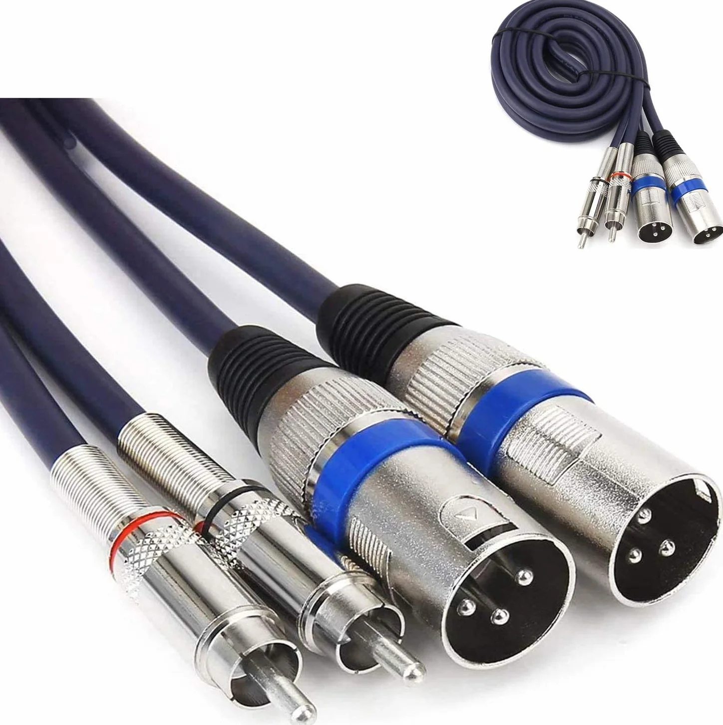 2 × XLR męski kabel do 2 × kabel RCA, adapter XLR, złącze kabla audio XLR wzmacniacz zasilania (2 m)