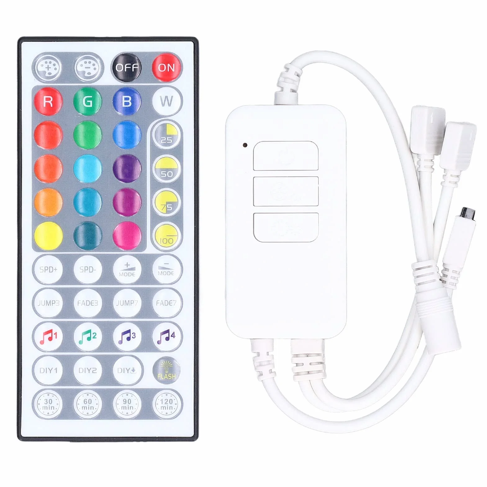 Pilot do Oświetlenia LED, Kontroler Oświetlenia Taśmy LED, 44 Klawisze 3-przyciskowy Pilot LED RGB z Podwójnym Trybem DC 5V do 24 V, Wymiana Kontrolera RGB z funkcją Pomiaru