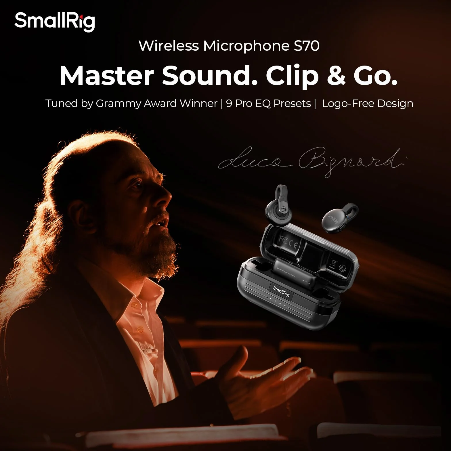 SMALLRIG Bezprzewodowy mikrofon S70-C2 z adapterem USB-C do telefonów/tabletów/kamer sportowych, niewidoczny i lekki mikrofon do nagrywania, wysokiej jakości nagrywanie 48 kHz/24 bity - 5717