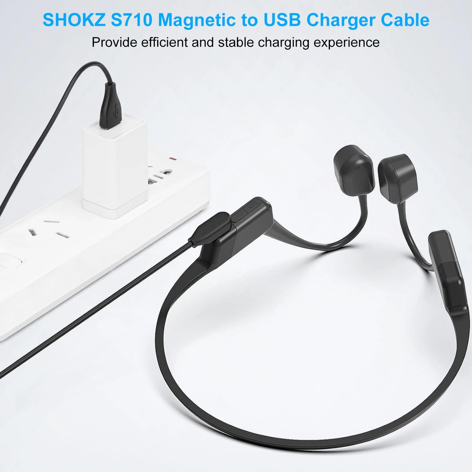 Kabel do ładowania do SHOKZ OpenSwim Pro S710 (2 sztuki), magnetyczny przewód ładowarki USB-A do słuchawek OpenSwim Pro z przewodnictwem kostnym, zamiennik ładowania, 1 m