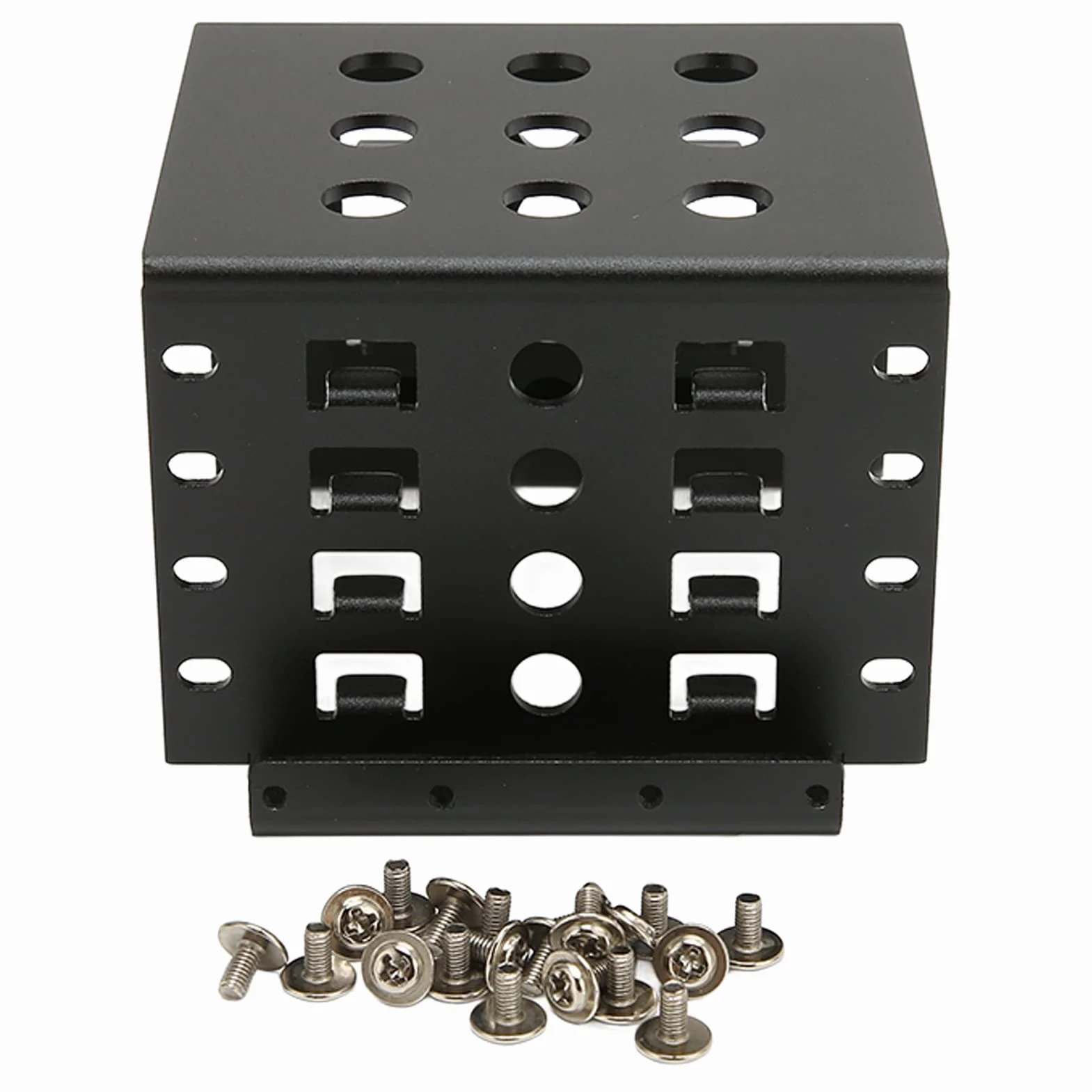 Bewinner 2,5-calowy uchwyt montażowy HDD-SSD z 4 kieszeniami, 2,5-calowy dysk twardy z aluminium, grubość 2 mm uchwyt montażowy do dysku twardego 2,5-calowego IDE-HDD SSD (czarny)