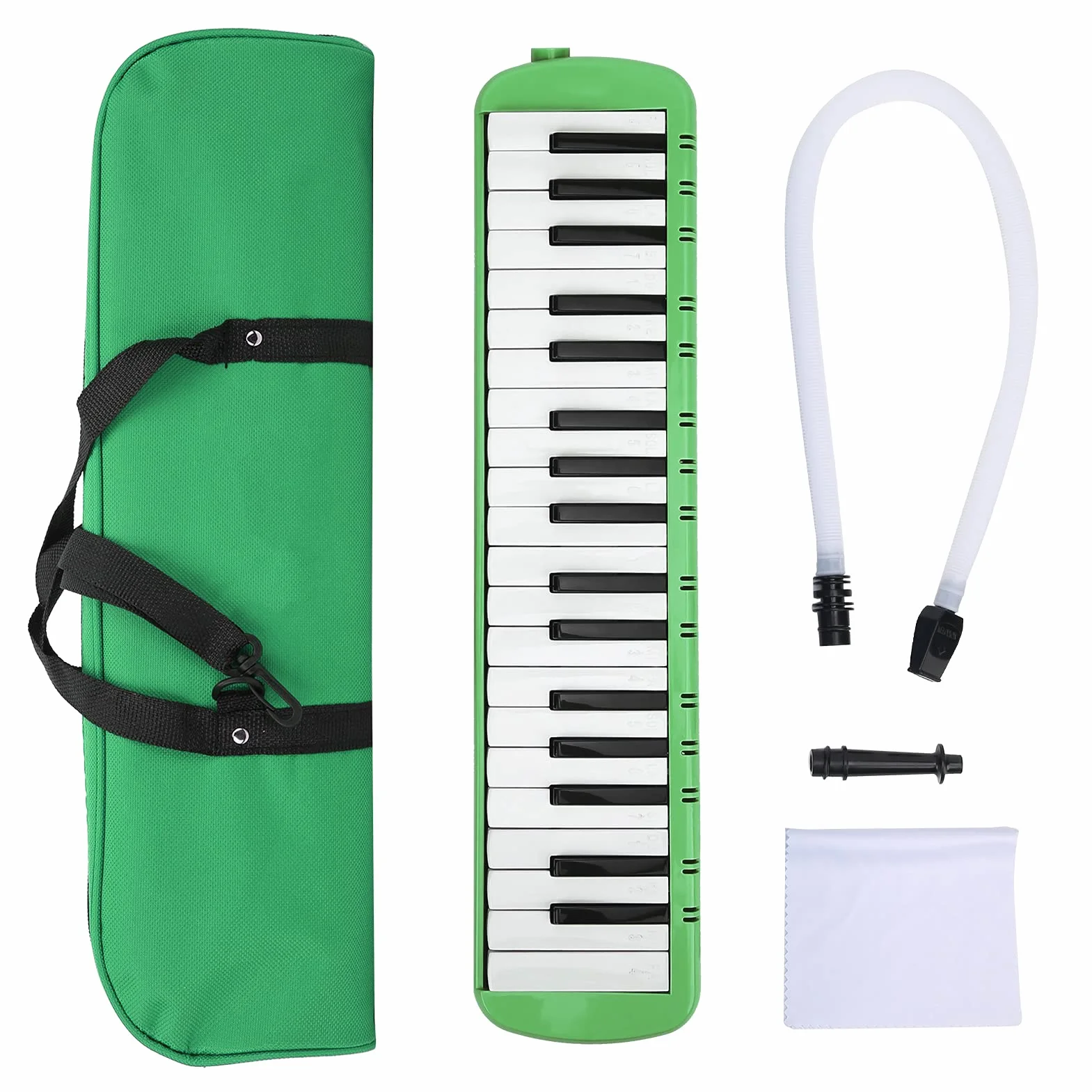 Mxzzand Melodica 37 Keys Wind Instrument muzyczny dla miłośników muzyki, początkujących do szkolenia zawodowego (zielony), instrument dęty,Narząd jamy ustnej