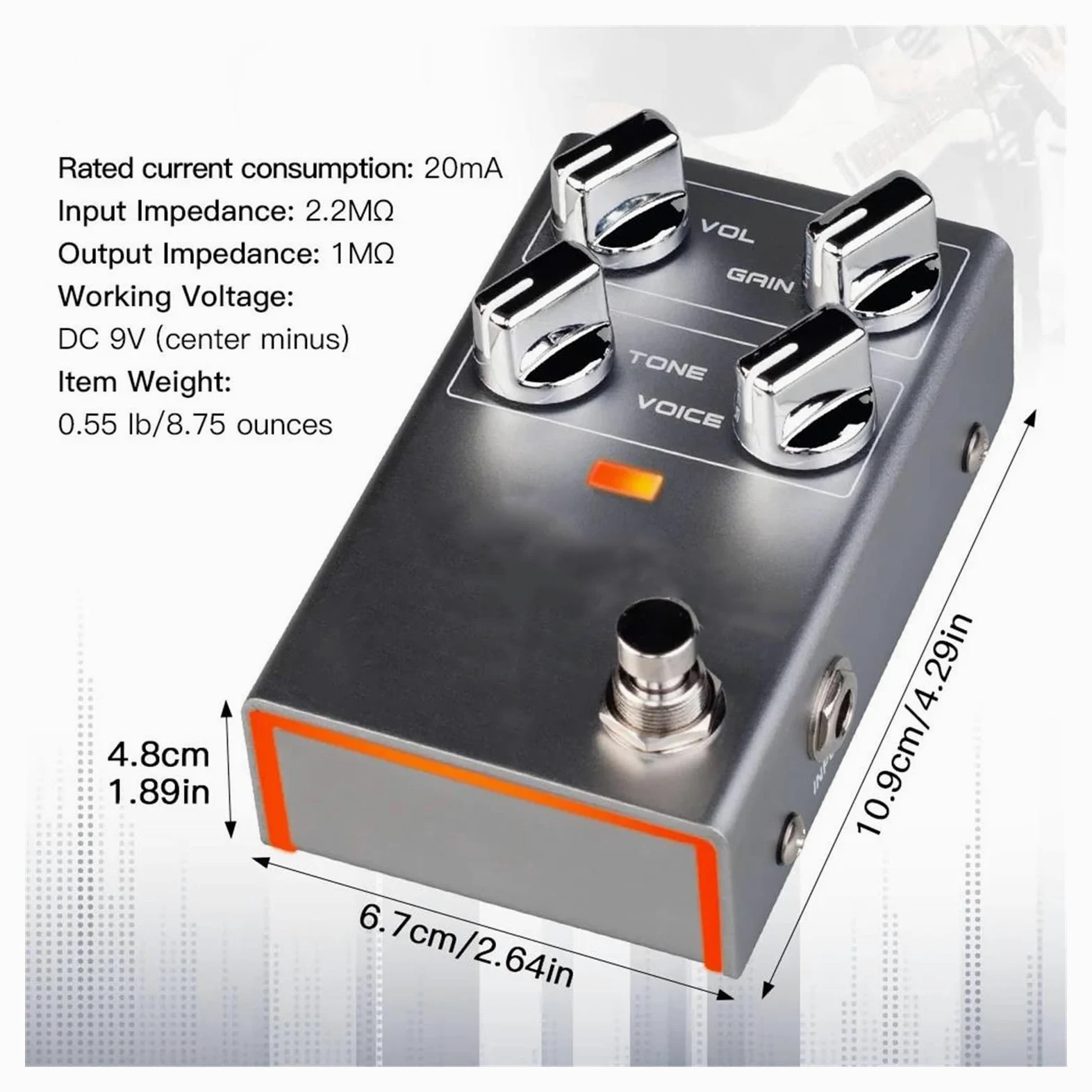 Efekt Gitarowy Overdrive Klasyczny Wzmacniacz Z Pokrętłem Sterującym(R02addadapter)