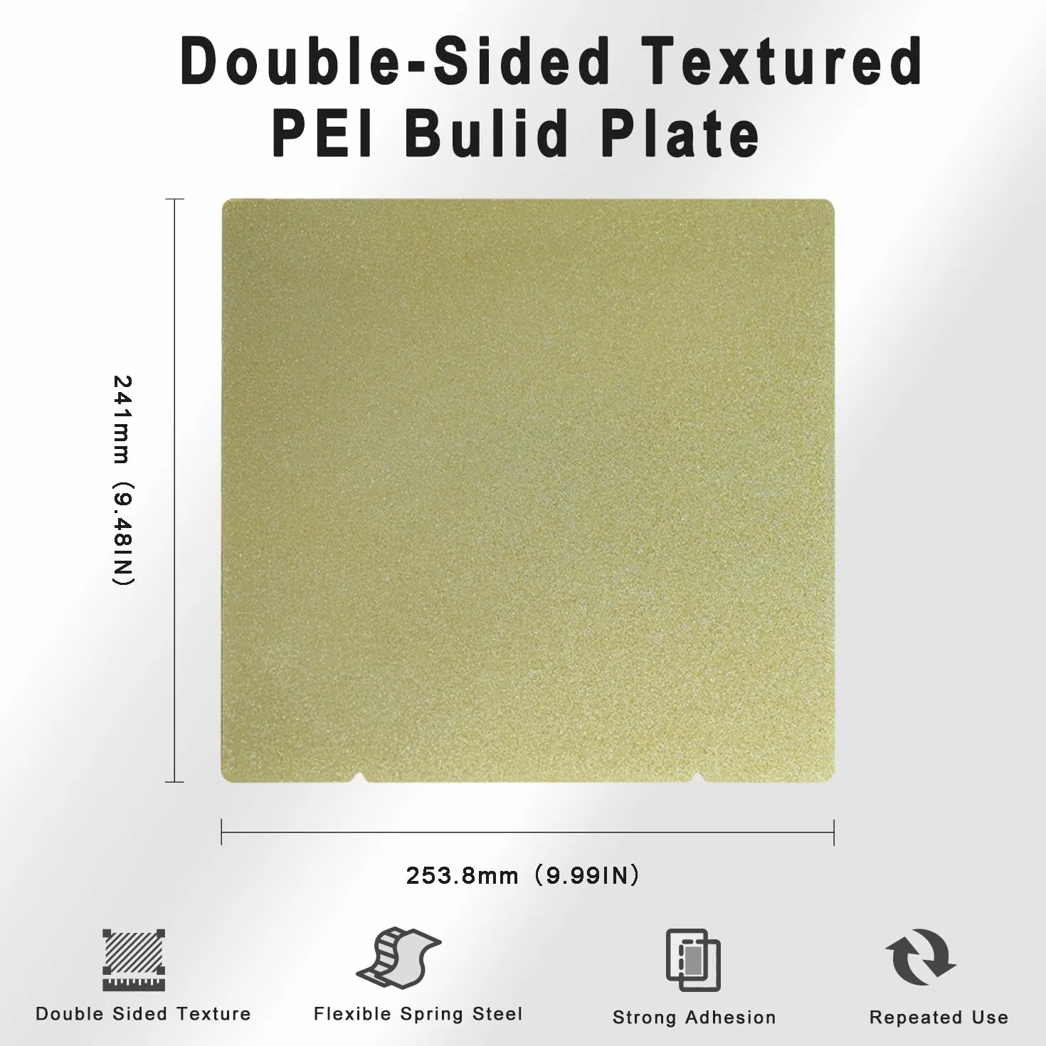 Prusa MK4/Core One Dwustronna Strukturalna Płyta PEI 253,8x241 mm, Elastyczna Płyta PEI do Drukarki 3D, Magnetyczna Płyta Budowlana dla Prusa i3 MK2, MK2.5S, MK52, MK3, MK3S, MK3S+, Bez Podstawy