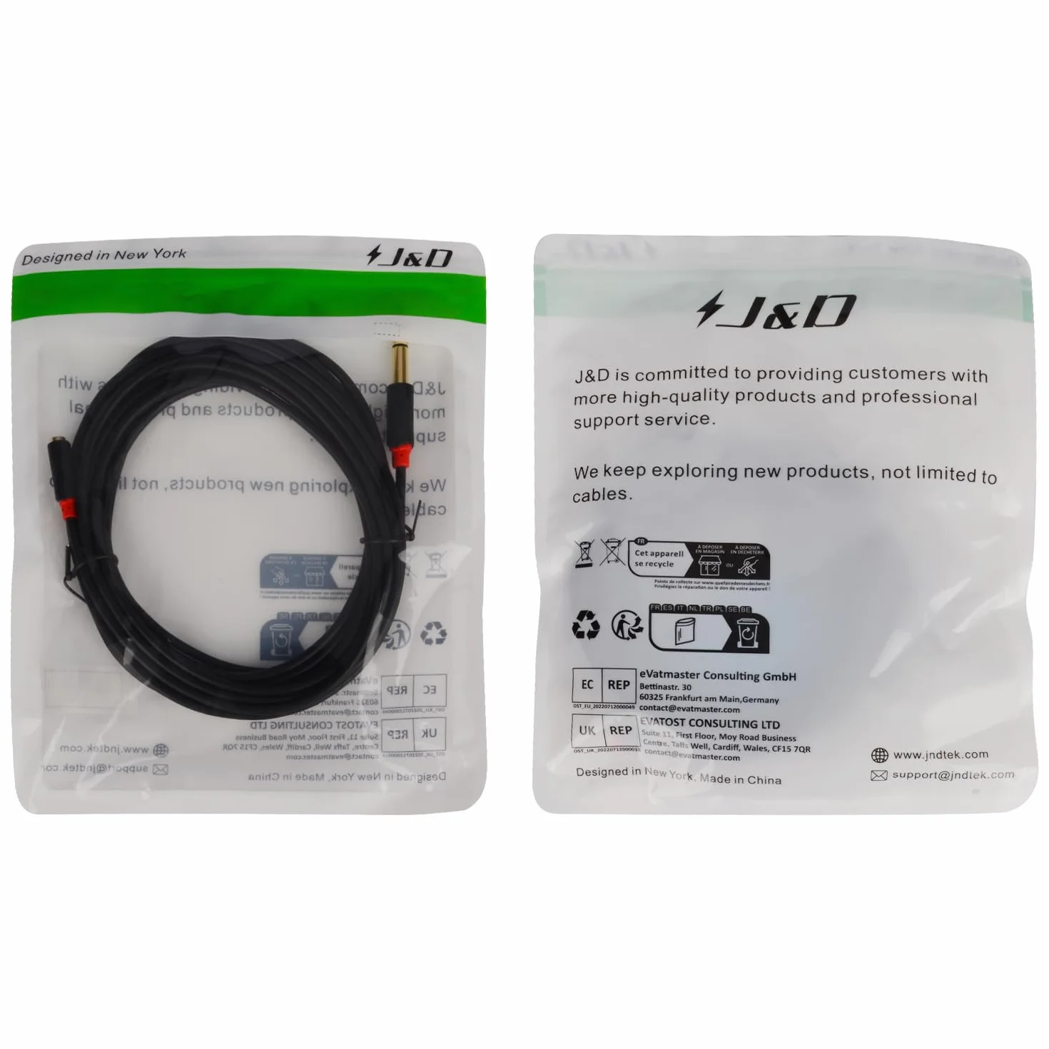 J&D 3,5 mm zu 6,35 mm Kabel, Gold-Plated [AudioWave-Serie] 3,5mm (1/8 Zoll) Weiblich TRS auf 6,35mm (1/4 Zoll) TRS Männlich PVC-Überzug Stereo-Audio-Adapter Y-Splitter-Kabel - 15 Feet