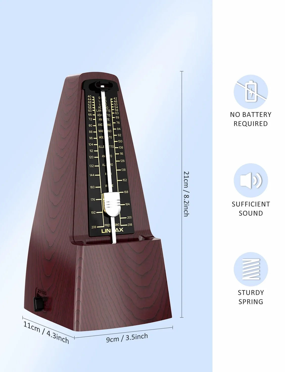 Mechaniczny Metronom M2 do Fortepianu, Gitary, Basu, Ukulele, Skrzypiec, Wiolonczeli, Bębna, Saksofonu, Trąbki i Innych Instrumentów Muzycznych