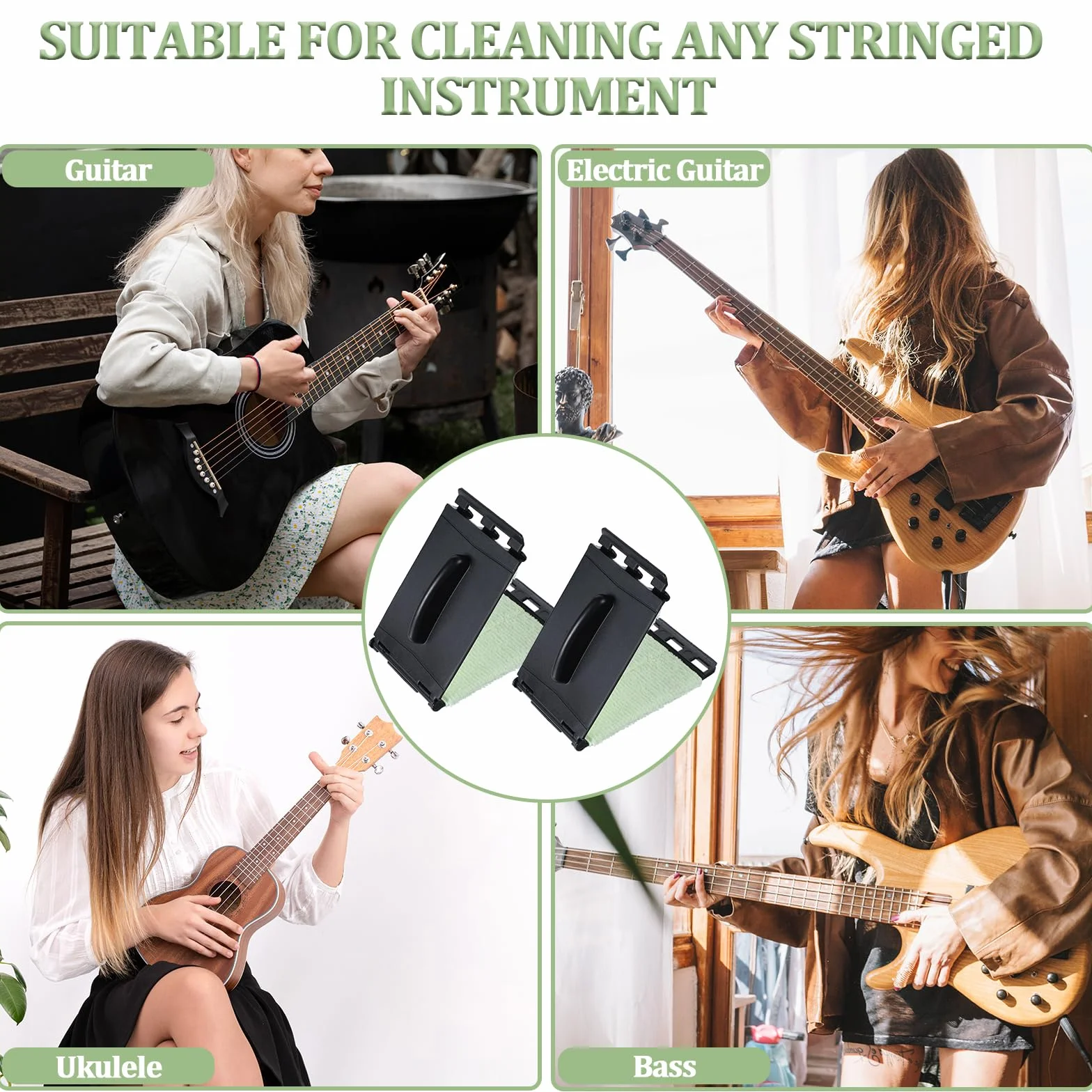 Jeffdad 2-pak środek do czyszczenia strun gitarowych, premium struna gitarowa, czysta, tkanina, szorowarka do skrzypiec, wiolonczeli, basu, ukulele, gitar elektrycznych