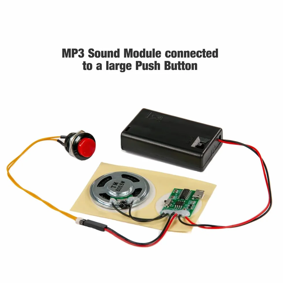 Talking Products, Moduł z układem dźwiękowym MP3, pamięć 4 MB, z pojemnikiem na baterie AAA. Stwórz swój własny spersonalizowany model muzyczny lub prezent… (Czujnik światła)