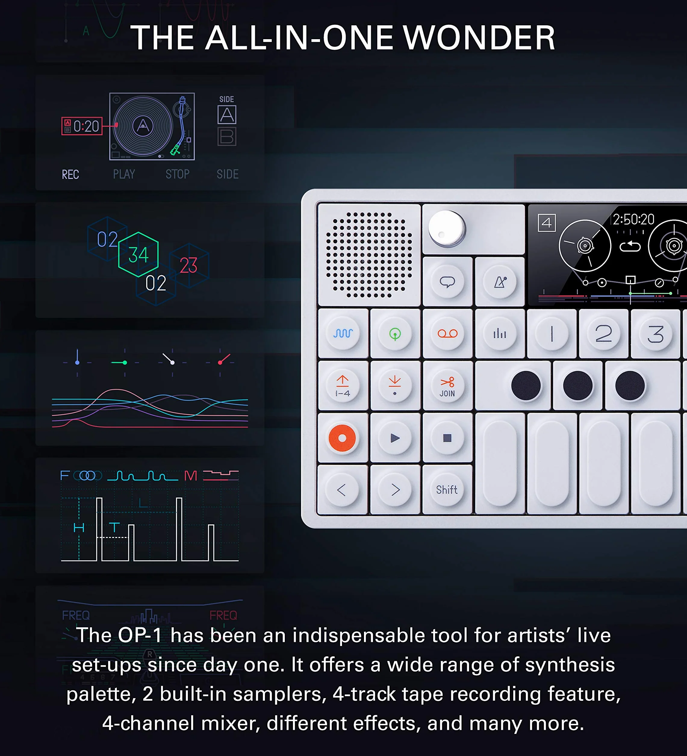 Syntezator Teenage Engineering P8-1 OP-1 z radiem FM (wyświetlacz AMOLED)