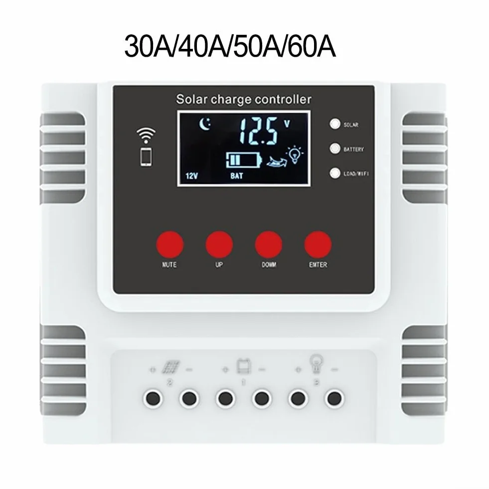 Regulator ładowania solarnego 30 A 40 A 50 A 60 A z aplikacją WiFi do monitorowania w czasie rzeczywistym i regulacji parametrów (40 A)