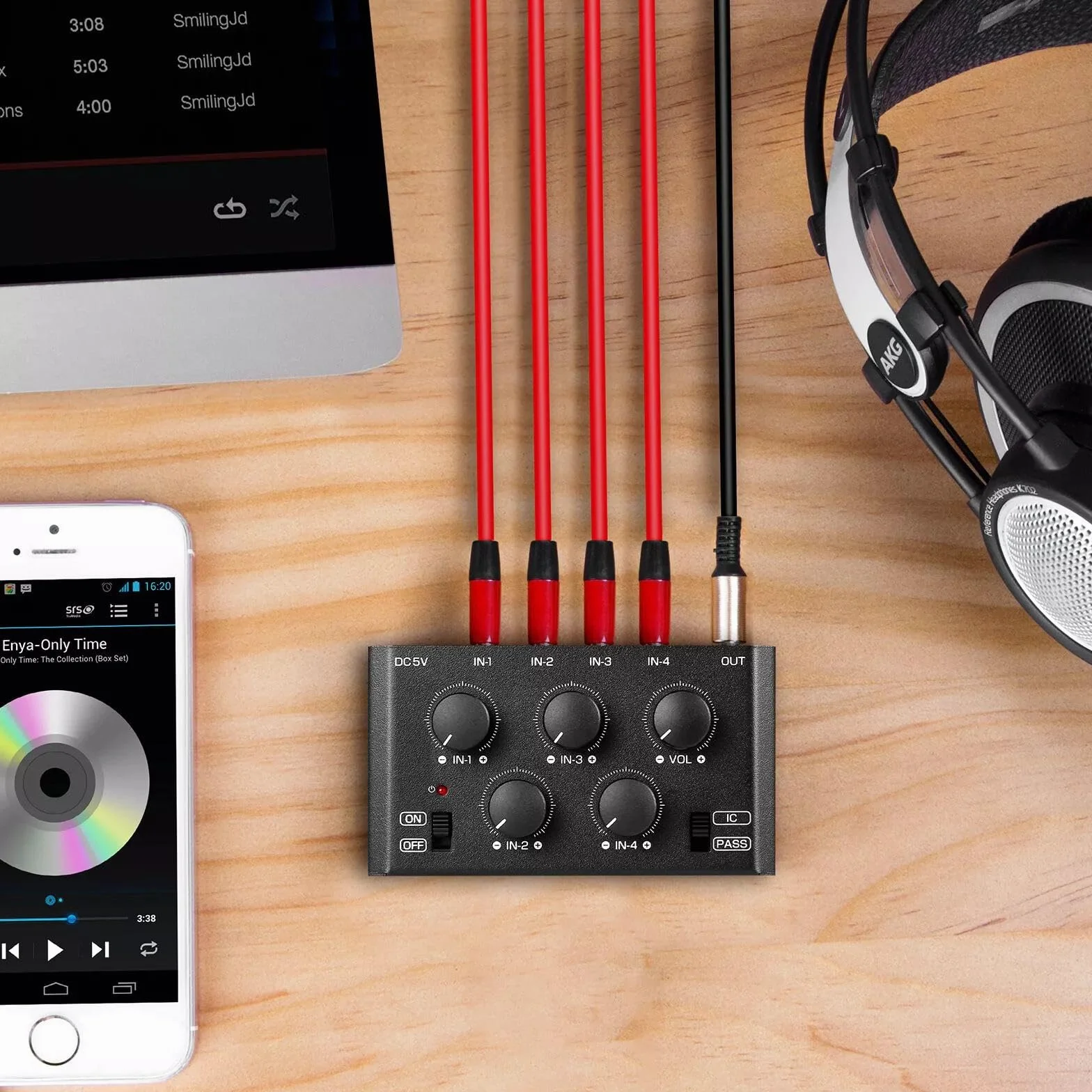 Mini stereo 4-kanałowy mikser audio, ultra niski poziom hałasu, mikser domowy / studio/bar