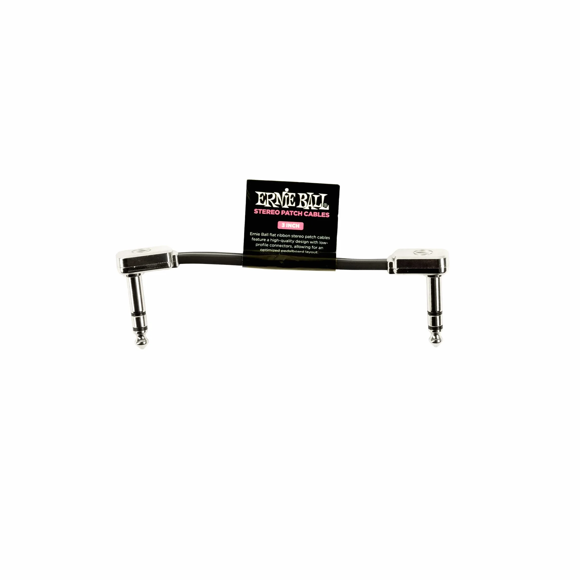 Ernie Ball 3" Single Flat Ribbon Stereo Patch Cable - Black