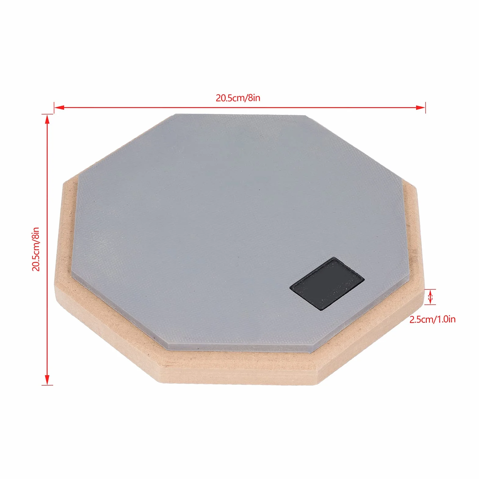 Eujgoov Pad Perkusyjny 8in Professional Practice Pad Absorbujący Wstrząsy Drewniany Głupi Pad Perkusyjny do ćwiczeń Perkusyjnych(Szary)