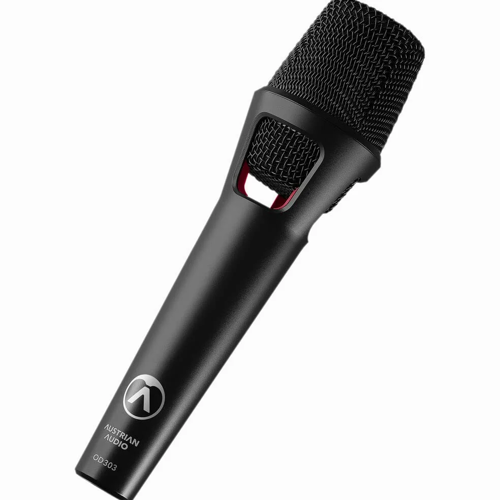 Austrian Audio OD303 Mikrofon sceniczny z technologią Open Acoustics, mikrofon kierunkowy (otwarta konstrukcja, zintegrowany dyfuzor szumów 3D Pop Noise Diffusor), czarny