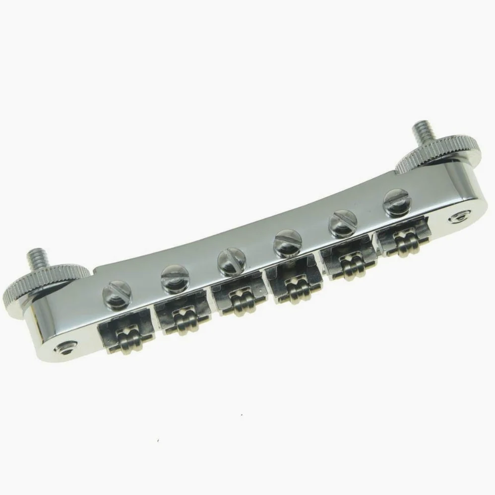 KAISH Chromowany rolkowy mostek siodełkowy Tune-O-Matic do gitary Les Paul, SG, ES Dot, Gretsch Bigsby z gwintowanymi słupkami M4