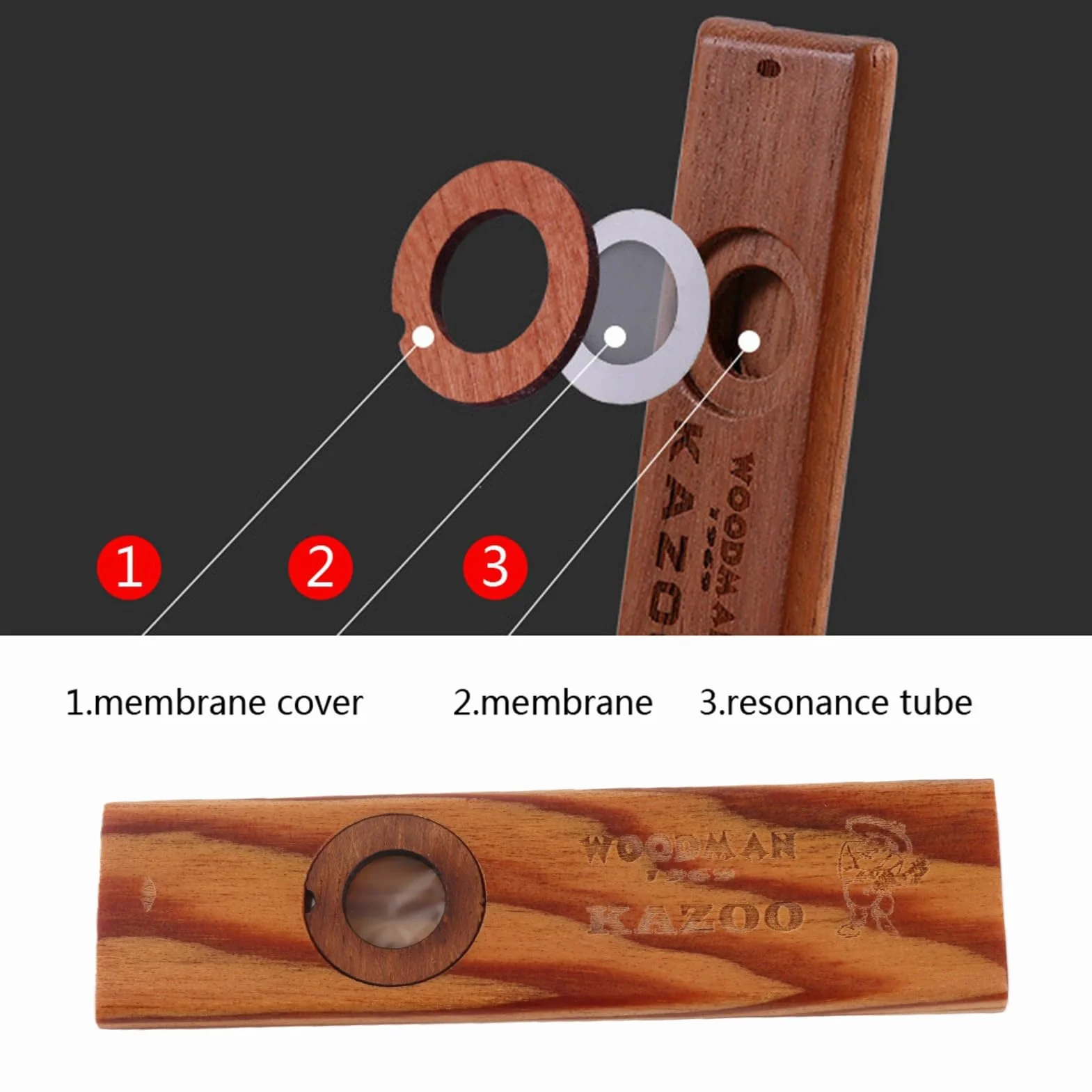 Alomejor Kazoo vintage drewniane ukulele partner harmonijka kazoo dla dzieci i początkujących ludzi brzęczenie piosenka instrument muzyczny