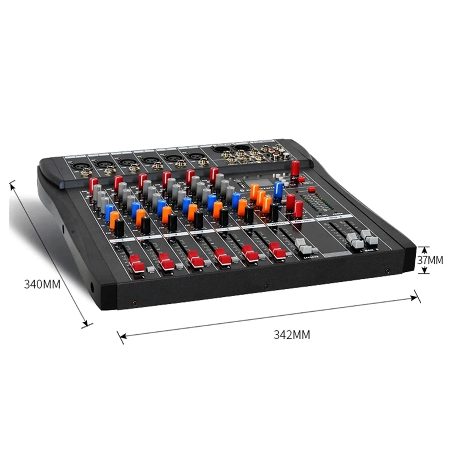 Mikser DJ-ski, 6-kanałowy profesjonalny mikser komputerowy do nagrywania na scenie karta dźwiękowa USB wysoki niski ton Bluetooth model DJ